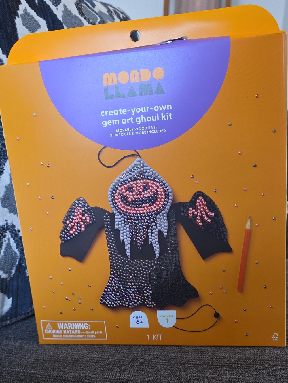 Mondo Llama Create-Your-Own Gem Art Ghoul Kit - Orange & Black Halloween